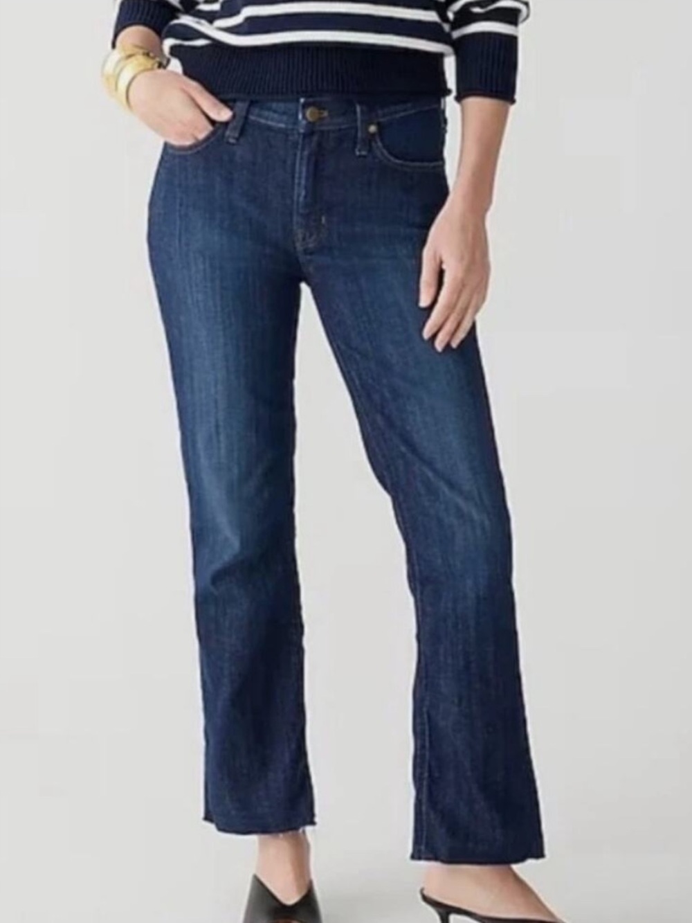 J. Crew 9” Demi Boot Crop Dark Wash Raw Hem size 29
